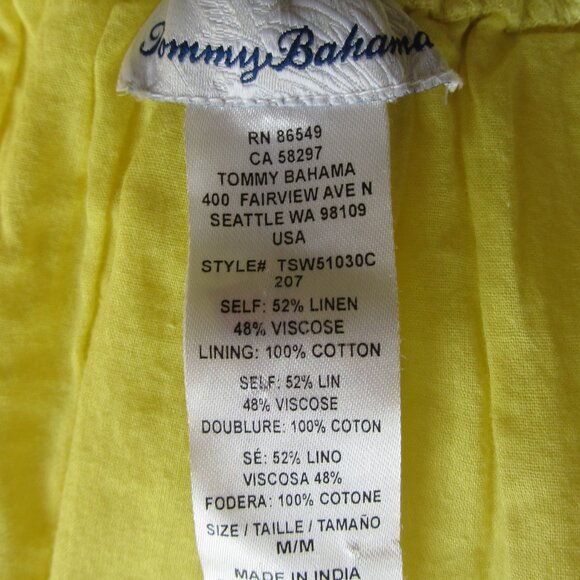 Tommy Bahama Size Medium Canary Yellow Off The Shoulder Linen Dress - Picture 4 of 4